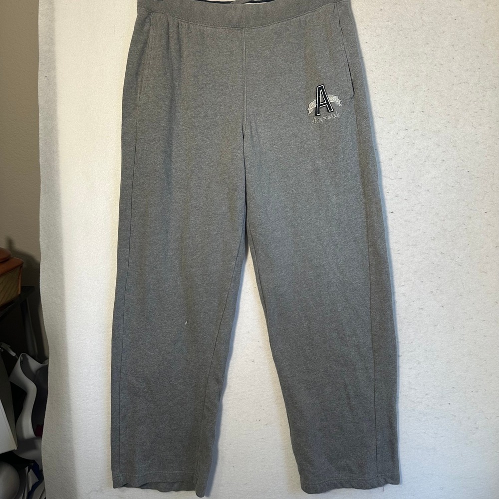 Aeropostale Mens M Gray Sweatpants Wide Leg Fleece Joggers 1987 Athletic Brand
